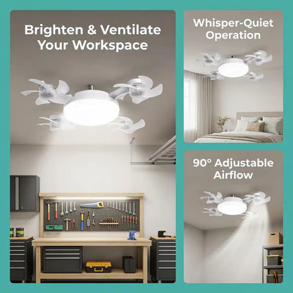 AirNest Socket Fan Light — 4-Head Ceiling Fan with LED | No Wiring, Screws Into Any Socket