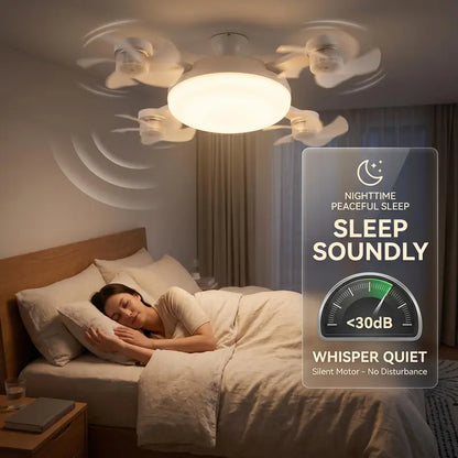 AirNest Socket Fan Light — 4-Head Ceiling Fan with LED | No Wiring, Screws Into Any Socket